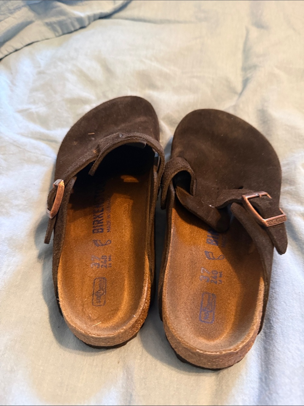 Birkenstock Boston Clogs in Brown Suede